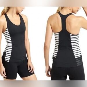 ATHLETA Ace Racer Tank Navy & White Stripe Racerback Top L